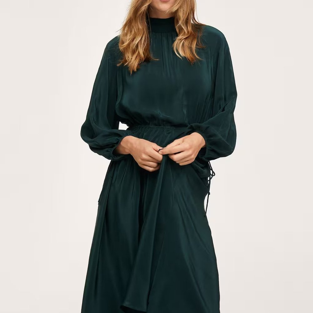 Petrol Blue Drawstring waist dress